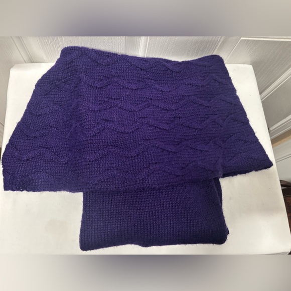 Chico’s Size 1 Deep Purple Foldover Cowl Neck Wool Blend Sweater - Picture 5 of 6